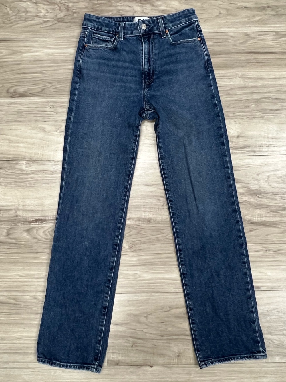 Paige Stevie Jeans.  High-Rise Straight Leg Women's Jeans in Medium Blue Wash